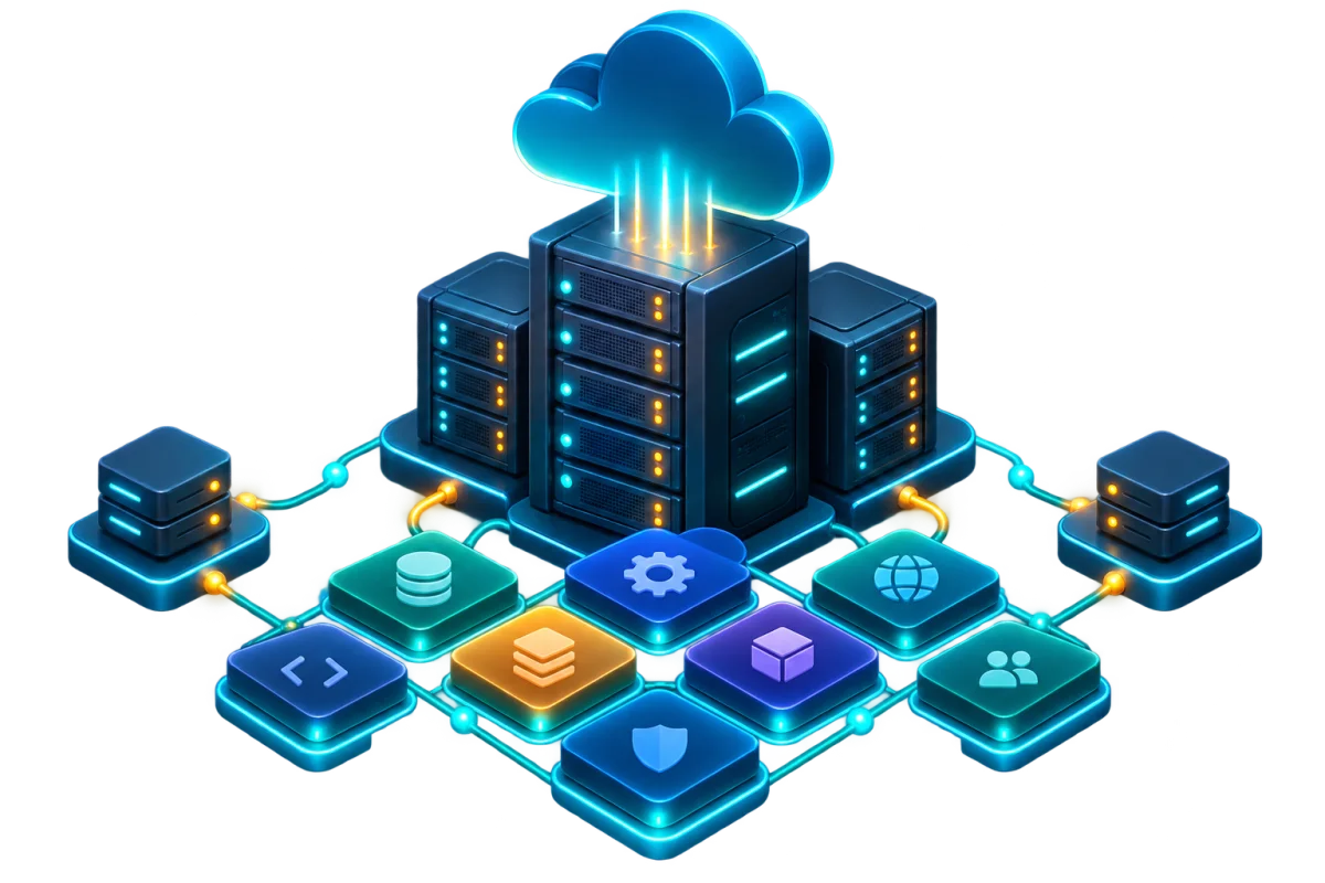 Pre-installed applications connected to a configurable cloud server