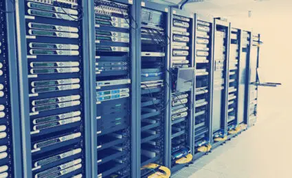 Datacenter with Servers and equipment in racks