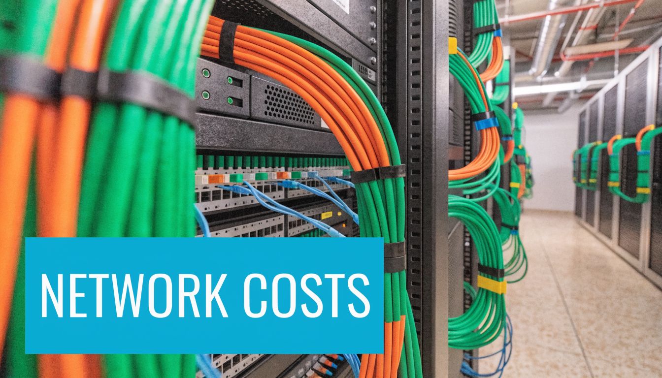 A close-up view of vibrant orange and green network cables connected to servers in a data center.